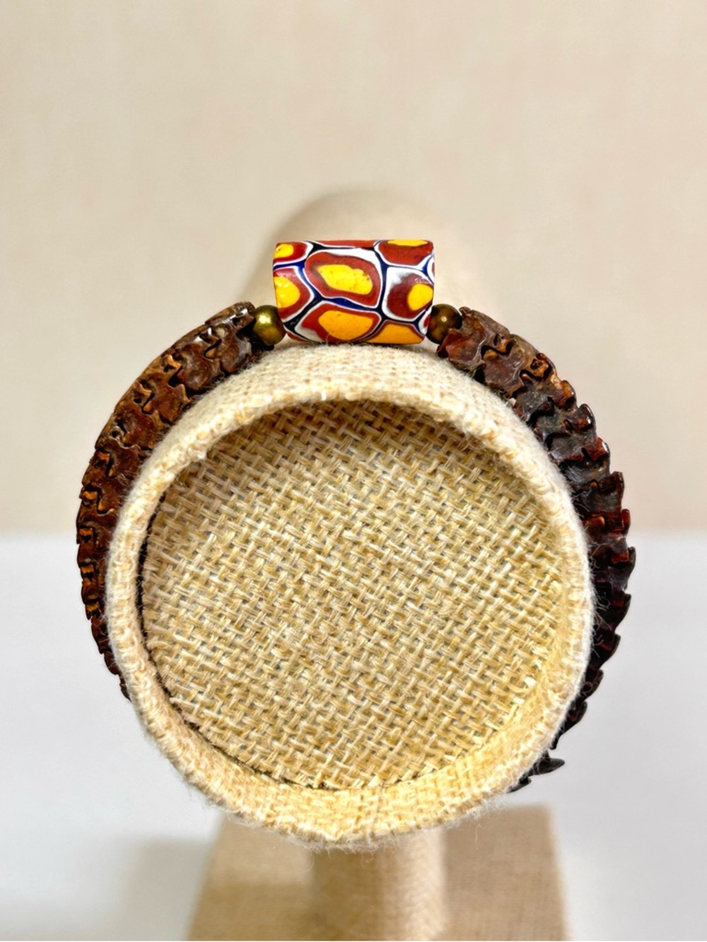 Vintage African Trade Snake Vertebrae Venetian millefiori Glass Bead